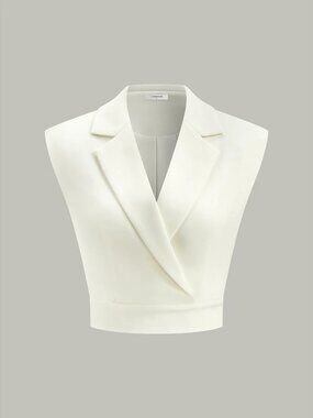 Commense Cropped Wide-Shoulder Waist-Cinching Blazer Vest